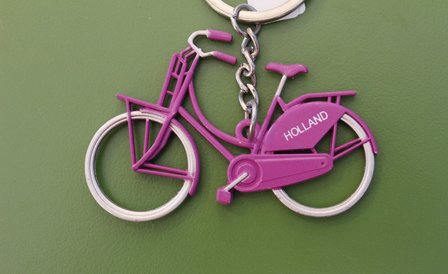 Sleutelhanger paarse fiets 