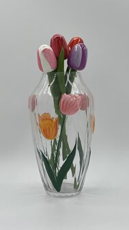 5 houten tulpen op steel