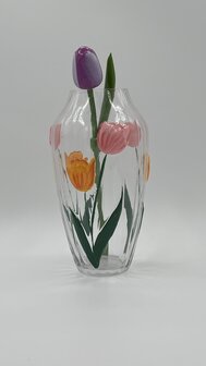 5 houten tulpen op steel