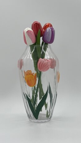5 houten tulpen op steel