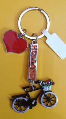 Keychain black bicycle Holland