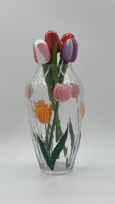 5 houten tulpen op steel